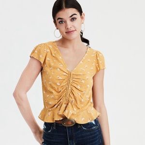 American Eagle Floral Peplum Top